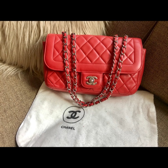 CHANEL Handbags - Authentic Chanel Quilted Lambskin coral